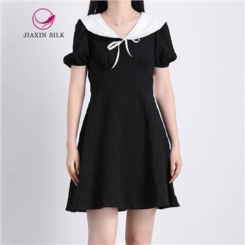 Vestido Mujer Cuello Marinero Color Contraste